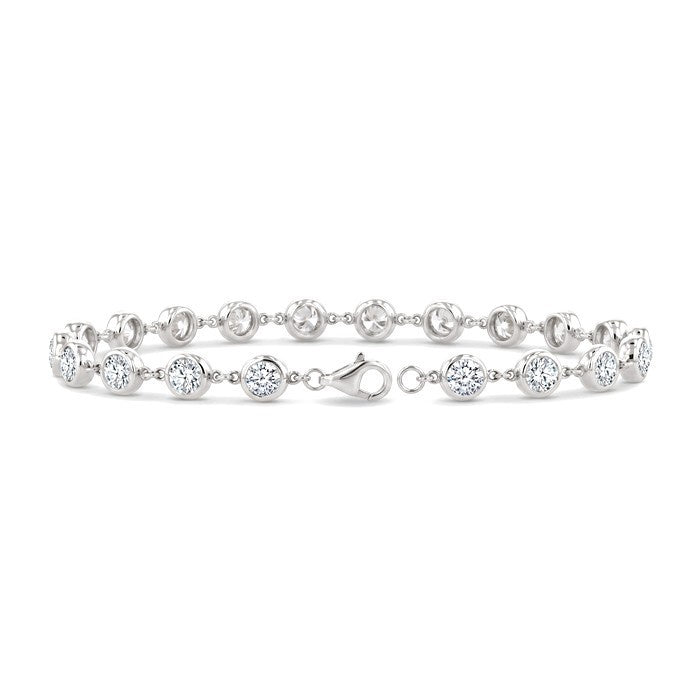 1/2 Ctw Bezel Set Round Cut Diamond Station Bracelet in 14K White Gold