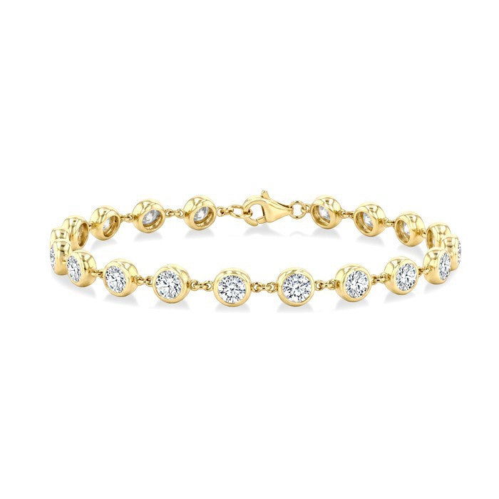 1/2 Ctw Bezel Set Round Cut Diamond Station Bracelet in 14K Yellow Gold