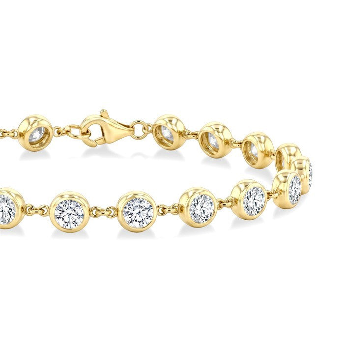 1/2 Ctw Bezel Set Round Cut Diamond Station Bracelet in 14K Yellow Gold