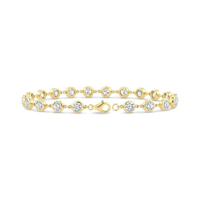 1/2 Ctw Bezel Set Round Cut Diamond Station Bracelet in 14K Yellow Gold