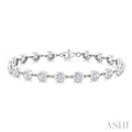 1/2 Ctw Bezel Set Round Cut Diamond Station Bracelet in 14K White Gold