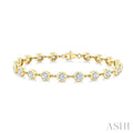 1/2 Ctw Bezel Set Round Cut Diamond Station Bracelet in 14K Yellow Gold