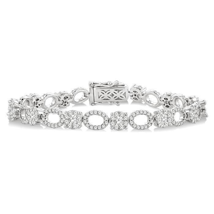3 1/3 Ctw Shine Bright Round Cut Diamond Bracelet in 14K White Gold