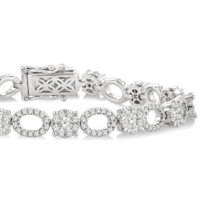 3 1/3 Ctw Shine Bright Round Cut Diamond Bracelet in 14K White Gold
