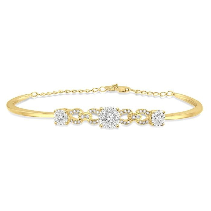 3/4 Ctw Round Cut Diamond Shine Bright Bracelet in 14K Yellow and White Gold