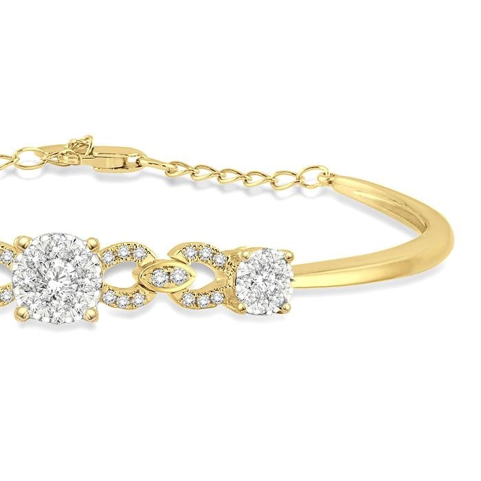 3/4 Ctw Round Cut Diamond Shine Bright Bracelet in 14K Yellow and White Gold
