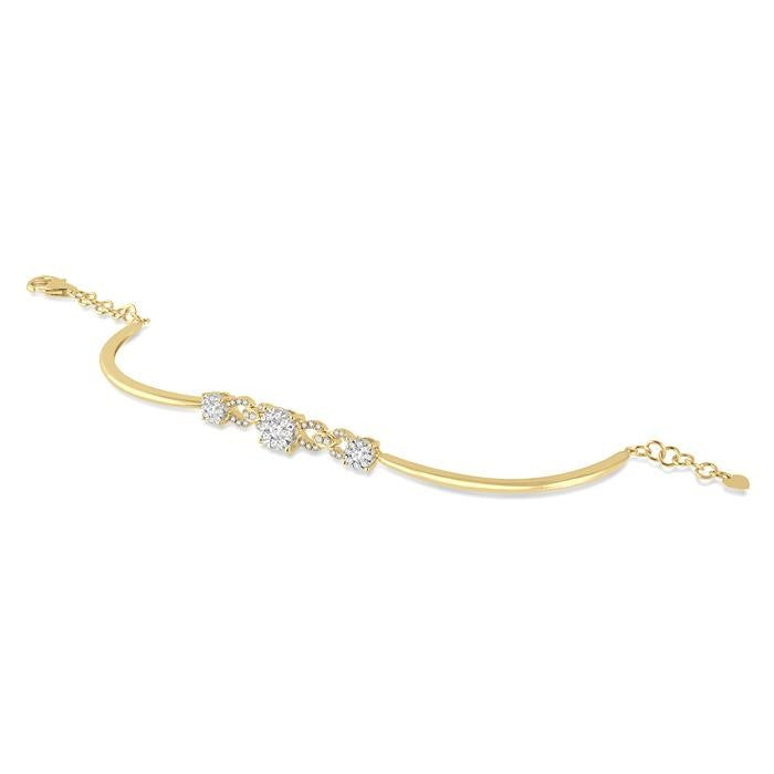 3/4 Ctw Round Cut Diamond Shine Bright Bracelet in 14K Yellow and White Gold