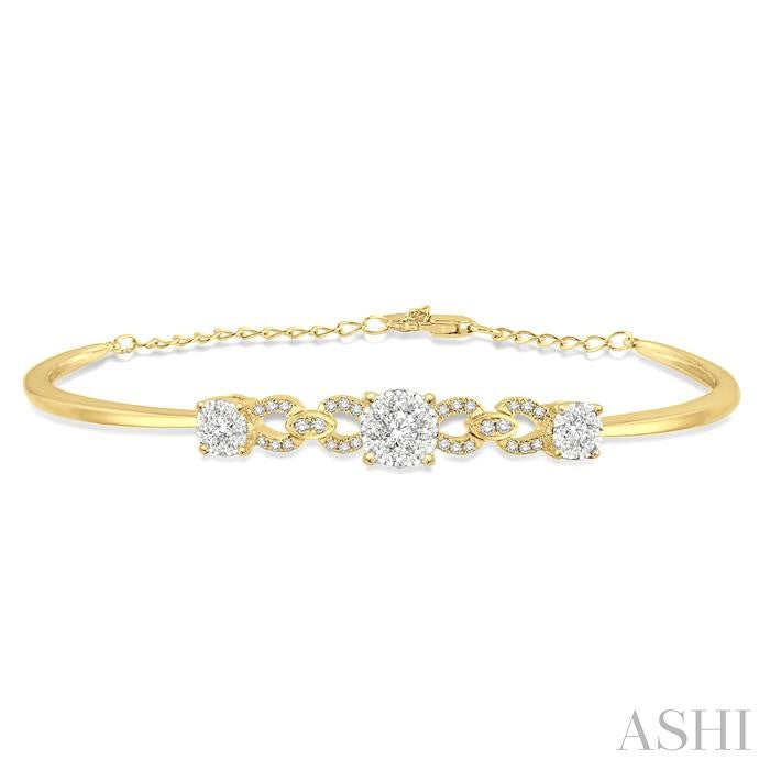 3/4 Ctw Round Cut Diamond Shine Bright Bracelet in 14K Yellow and White Gold