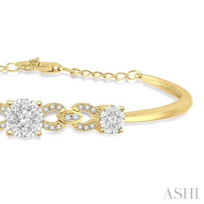 3/4 Ctw Round Cut Diamond Shine Bright Bracelet in 14K Yellow and White Gold