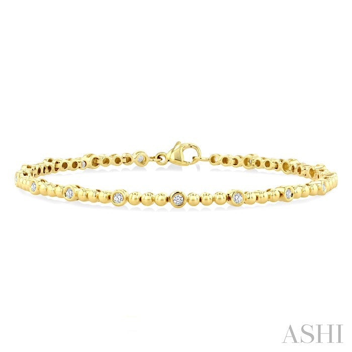 1/3 Ctw Bezel Set Round Cut Bead Bijoux Diamond Beaded Fashion Bracelet in 10K Yellow Gold