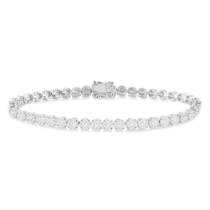 3 Ctw Round Cut Shine Bright Diamond Tennis Bracelet in 14K White Gold