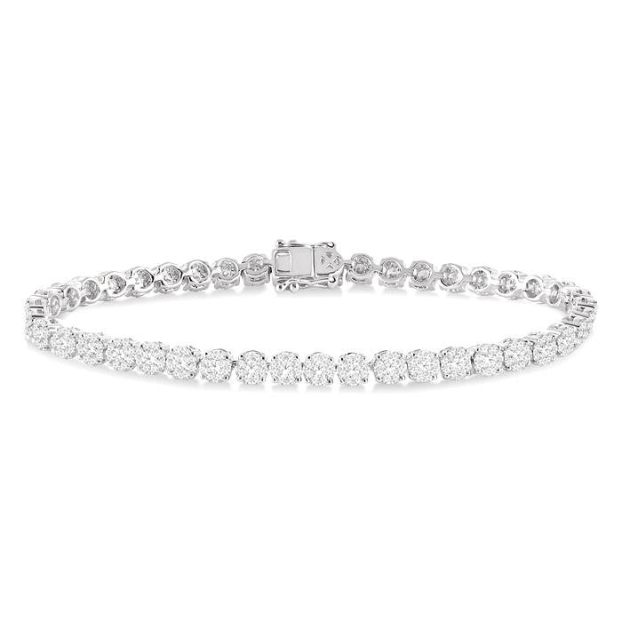 3 Ctw Round Cut Shine Bright Diamond Tennis Bracelet in 14K White Gold