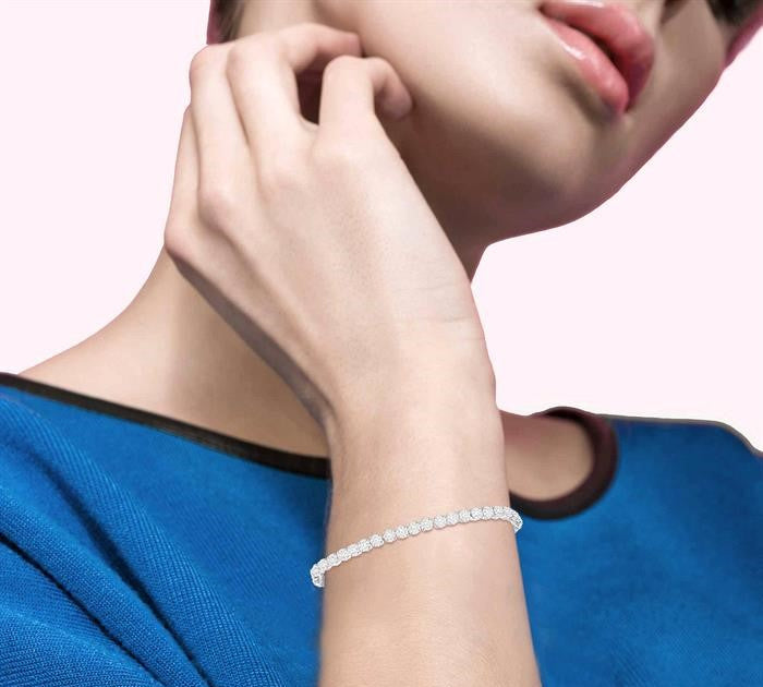 3 Ctw Round Cut Shine Bright Diamond Tennis Bracelet in 14K White Gold