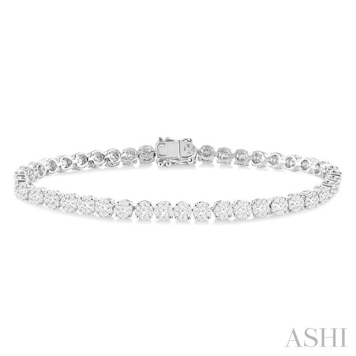 3 Ctw Round Cut Shine Bright Diamond Tennis Bracelet in 14K White Gold