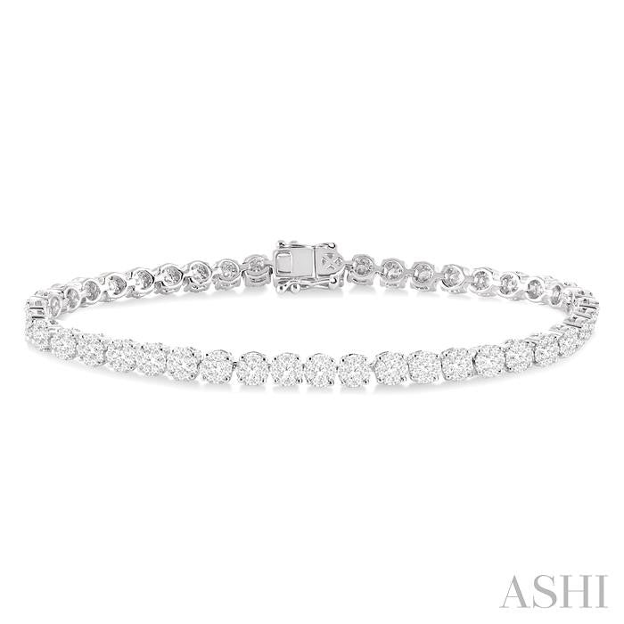 3 Ctw Round Cut Shine Bright Diamond Tennis Bracelet in 14K White Gold
