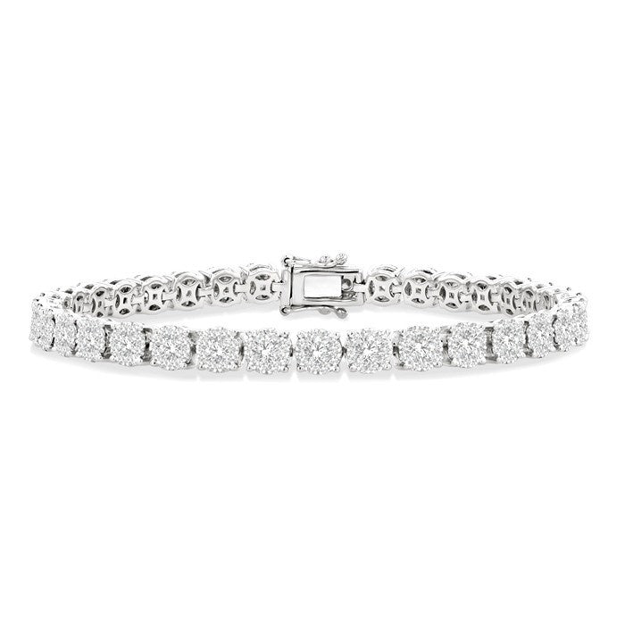 5 Ctw Round Cut Diamond Shine Bright Tennis Bracelet in 14K White Gold