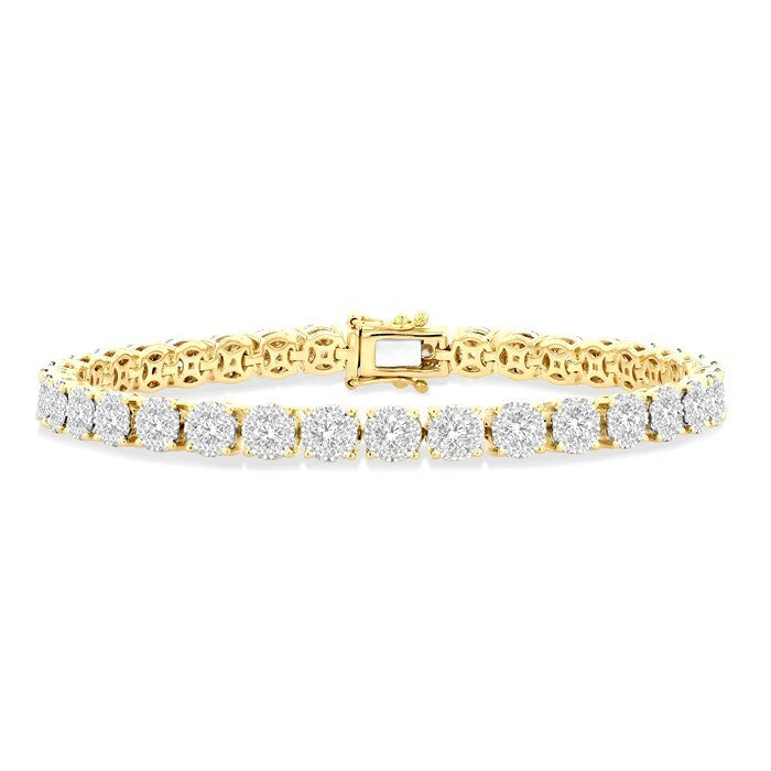 5 Ctw Round Cut Diamond Shine Bright Tennis Bracelet in 14K Yellow and White Gold