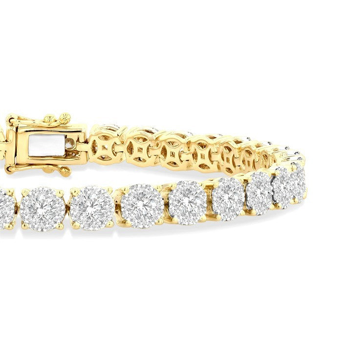 5 Ctw Round Cut Diamond Shine Bright Tennis Bracelet in 14K Yellow and White Gold