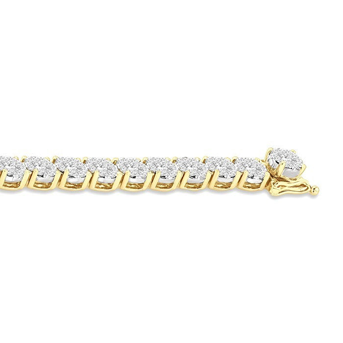 5 Ctw Round Cut Diamond Shine Bright Tennis Bracelet in 14K Yellow and White Gold