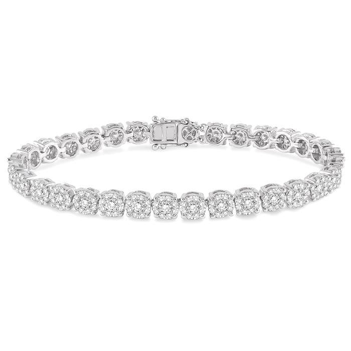 5 1/3 Ctw Round Cut Diamond Shine Bright Tennis Bracelet in 14K White Gold