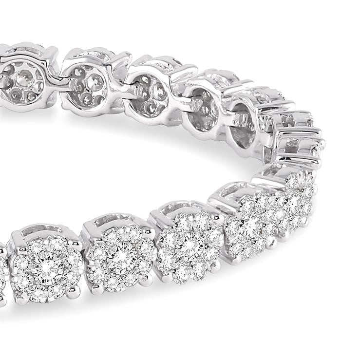 5 1/3 Ctw Round Cut Diamond Shine Bright Tennis Bracelet in 14K White Gold