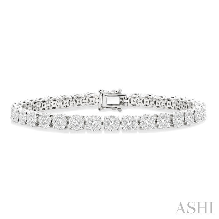 5 Ctw Round Cut Diamond Shine Bright Tennis Bracelet in 14K White Gold