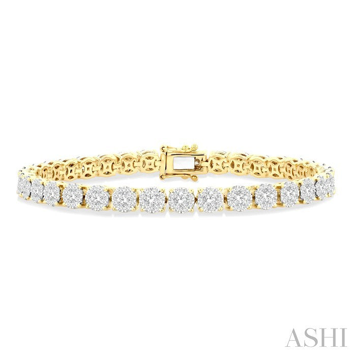 5 Ctw Round Cut Diamond Lovebright Tennis Bracelet in 14K Yellow and White Gold