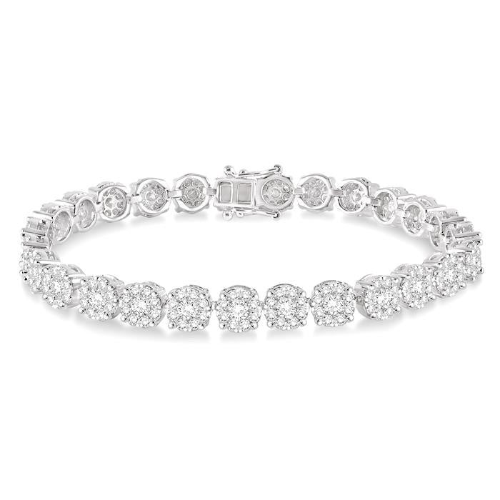 7 Ctw Round Cut Diamond Shine Bright Tennis Bracelet in 14K White Gold