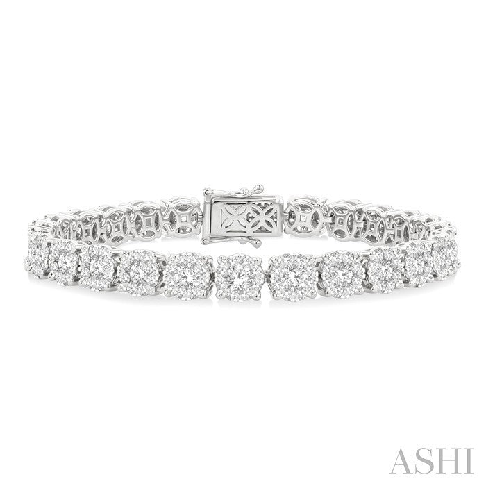 7 Ctw Round Cut Diamond Shine Bright Tennis Bracelet in 14K White Gold