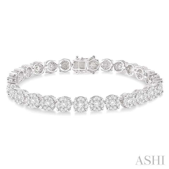 7 Ctw Round Cut Diamond Shine Bright Tennis Bracelet in 14K White Gold