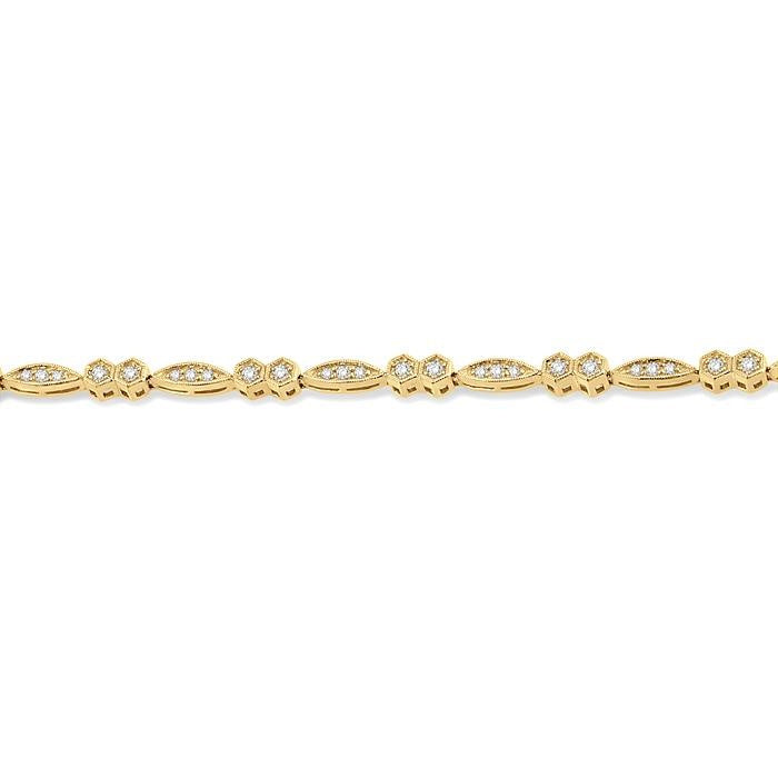 1 1/6 Ctw Marquise & Hexagonal Mount Round Cut Diamond Bracelet in 14K Yellow Gold