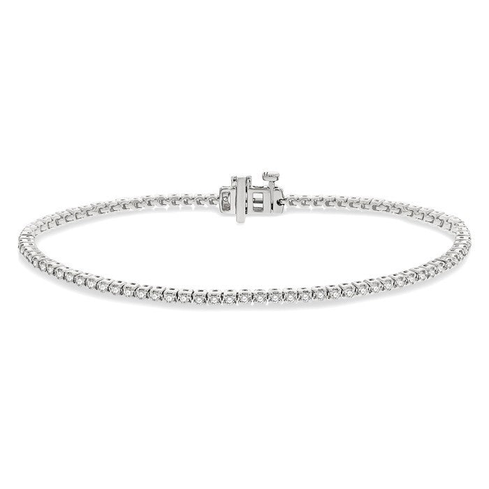 1 Ctw Round Cut Diamond Tennis Bracelet in 14K White Gold
