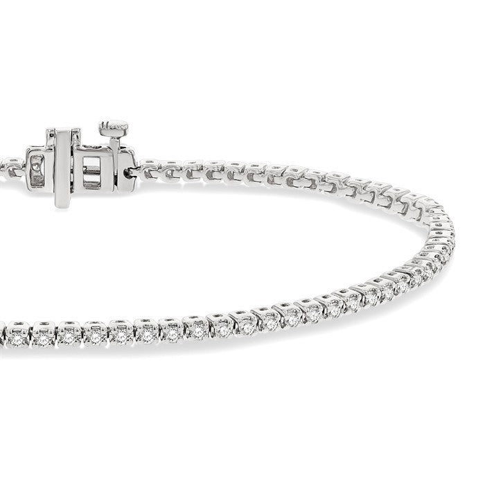 1 Ctw Round Cut Diamond Tennis Bracelet in 14K White Gold