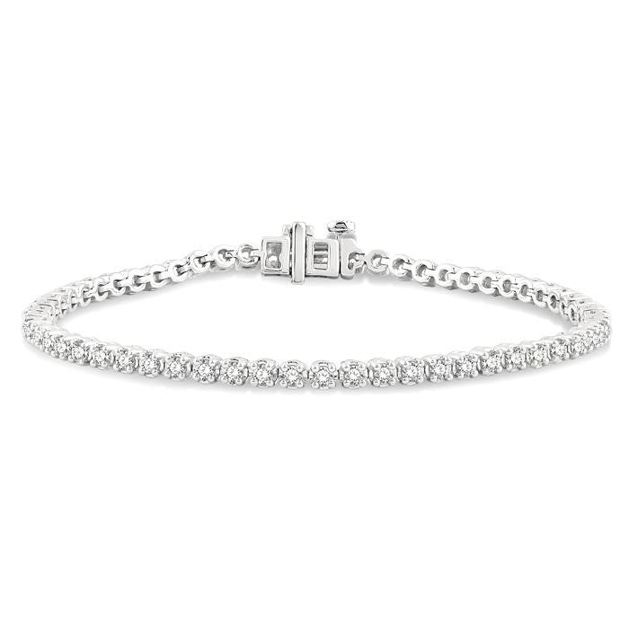 2 Ctw Round Cut Diamond Tennis Bracelet in 14K White Gold