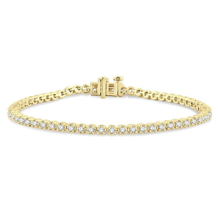 2 Ctw Round Cut Diamond Tennis Bracelet in 14K Yellow Gold