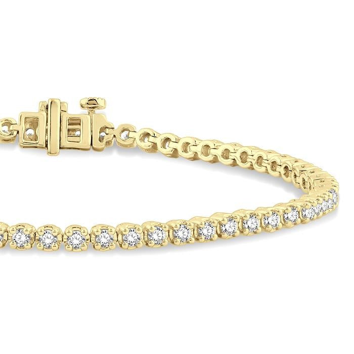 2 Ctw Round Cut Diamond Tennis Bracelet in 14K Yellow Gold