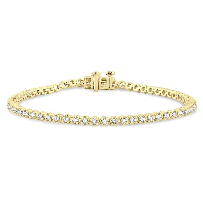 2 Ctw Round Cut Diamond Tennis Bracelet in 14K Yellow Gold