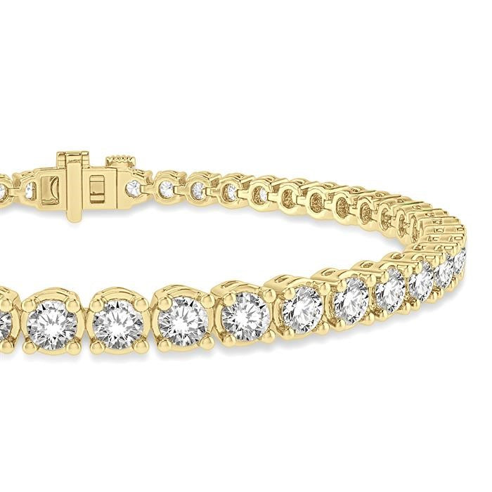 4 Ctw Round Cut Diamond Tennis Bracelet in 14K Yellow Gold
