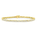 3 Ctw Zigzag Baguette and Round Cut Diamond Bracelet in 14K Yellow Gold