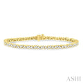 3 Ctw Zigzag Baguette and Round Cut Diamond Bracelet in 14K Yellow Gold