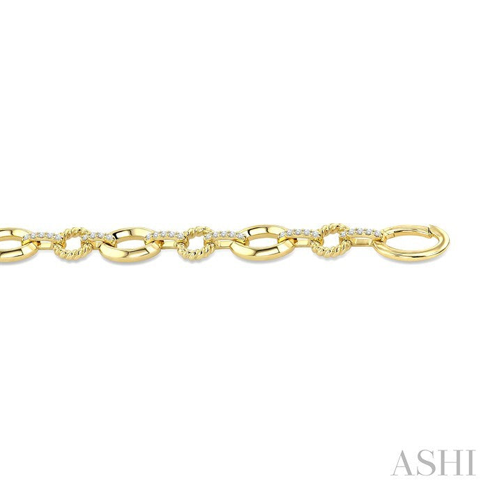 1 Ctw Round Cut Diamond Aeris Gold Open Window Oval Link Fashion Bold Bracelet in 14K Yellow Gold