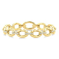 1 Ctw Round Cut Diamond Aeris Gold Open Window Oval Link Fashion Bold Bracelet in 14K Yellow Gold