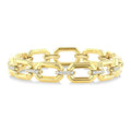 1 Ctw Round Cut Diamond Aeris Gold Open Window Rectangular Link Fashion Bold Bracelet in 14K Yellow Gold