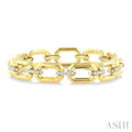 1 Ctw Round Cut Diamond Aeris Gold Open Window Rectangular Link Fashion Bold Bracelet in 14K Yellow Gold