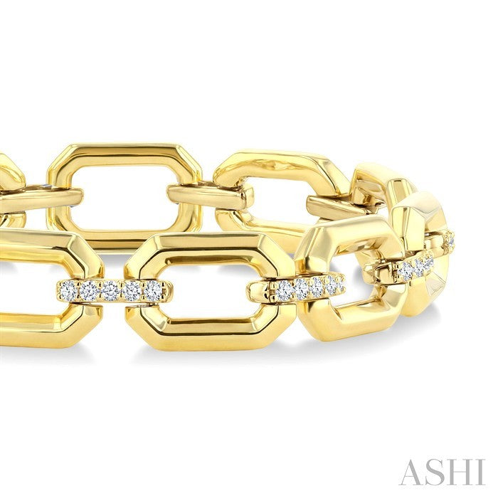 1 Ctw Round Cut Diamond Aeris Gold Open Window Rectangular Link Fashion Bold Bracelet in 14K Yellow Gold