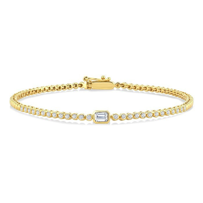 1/2 Ctw Bezel Set Octagon Cut Diamond Luna Bezel Fashion Bracelet in 14K Yellow Gold