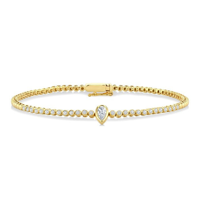 1/2 Ctw Bezel Set Pear Cut Diamond Luna Bezel Fashion Bracelet in 14K Yellow Gold