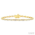 3/4 Ctw Baguette and Round Cut Diamond Fancy Bracelet in 14K Yellow Gold