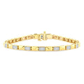 3/4 Ctw Fusion Baguette and Round Cut Diamond Pyramid Bracelet in 14K Yellow Gold