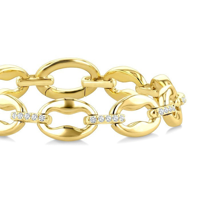 1 Ctw Round Cut Diamond Aeris Gold Mariner Link Fashion Bracelet in 14K Yellow Gold